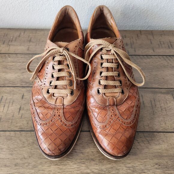 Galizio Torresi Shoes Mens 13 EU 46 Tan Leather Oxford Lace Up SOLES NEED REPAIR - Picture 3 of 11